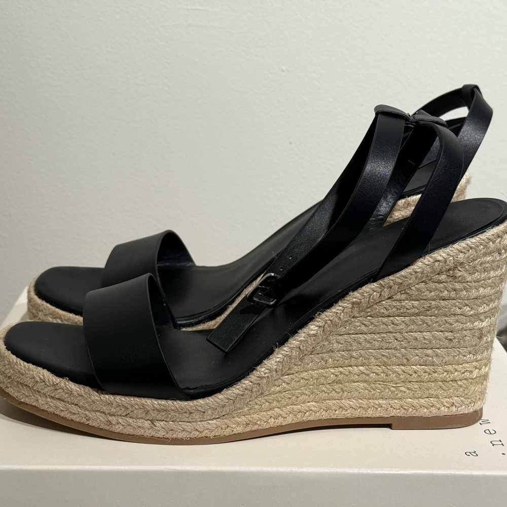 a new day Black Espadrille Wedges